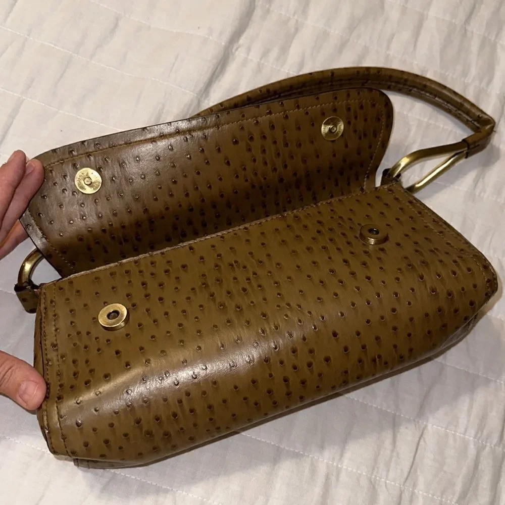 BUENO Faux Leather Tan Light Brown Ostrich Textured Hobo Bag